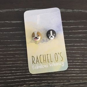 Dog Fabric Button Earrings 🐶